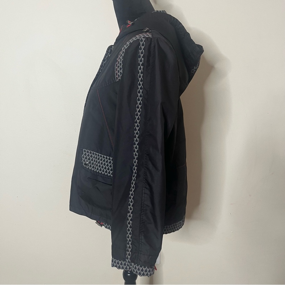 MYUNG SHIN Men’s Black Gray Red Contrast Stitched Hooded Toggle Nylon‎ Jacket XL - Picture 4 of 16